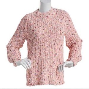 John Paul Richard Pink Sweater With Multicolor Speckle Design.